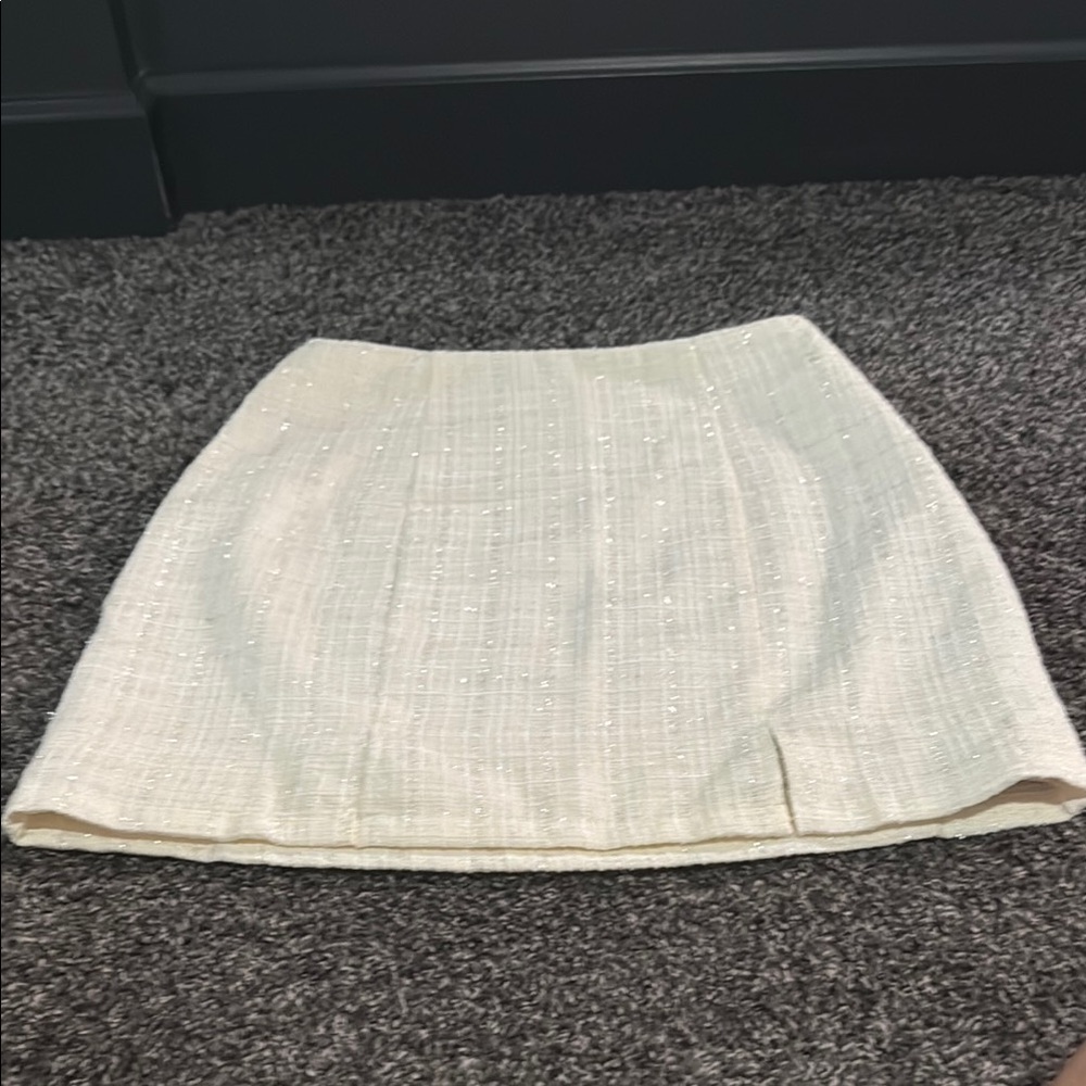Francesca's Collections Cream Pencil Mini Skirt for Work